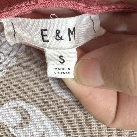 E&M Pink Sleeveless Tiered Babydoll Dress Lace Trim Boho Summer Festival Size S - Picture 7 of 8